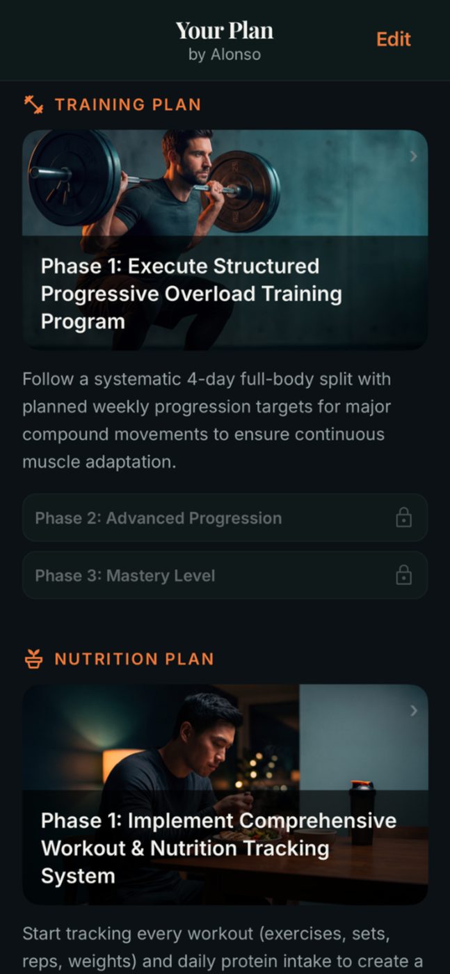 Entrenamiento, nutrición y recuperación personalizados